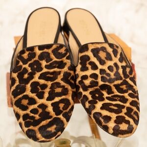 Michael Kors Leopard Print Calf Hair slip-on mules, sz 8M